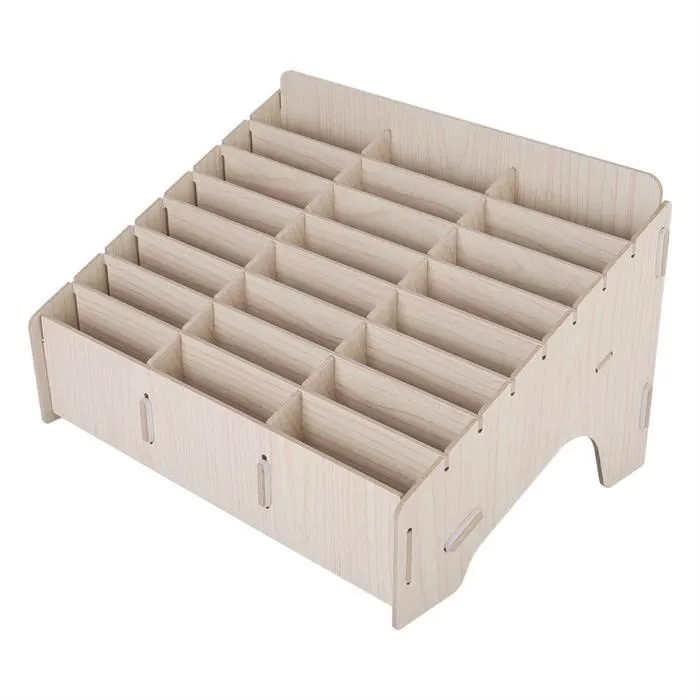 Casier Mural 36 Emplacements Pour Téléphones – Organisateur Classe Ou Bureau En Bois (Modèle Bois)